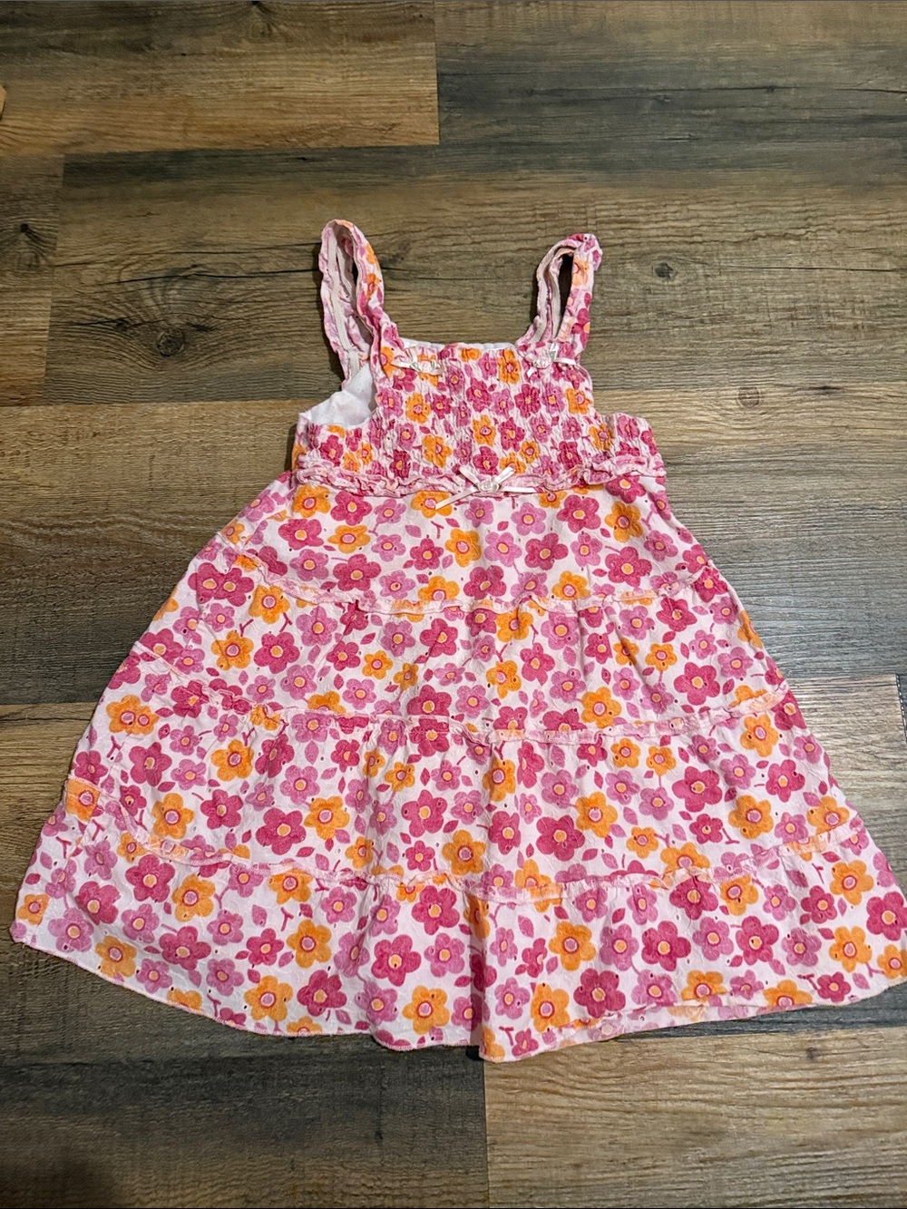 Girls Pink Floral Sundress with Ruffled Straps